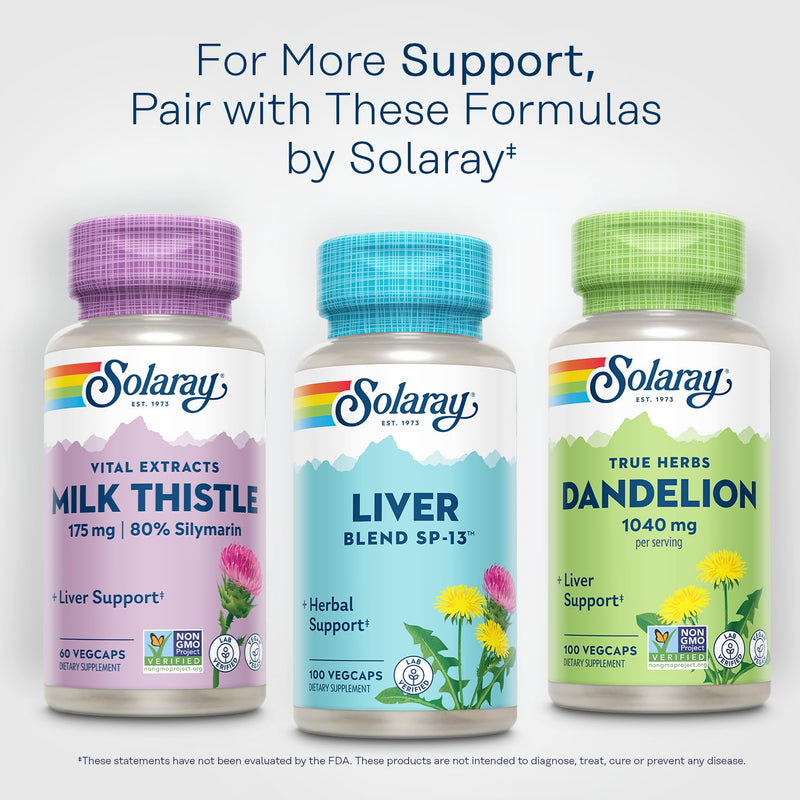 [Australia] - SOLARAY Liver Blend SP-13 - Traditional Herbal Support with Milk Thistle Extract, Dandelion Root, Burdock, Kelp, Peppermint and Trace Minerals - 60-Day Guarantee, 100 Servings, 100 VegCaps 