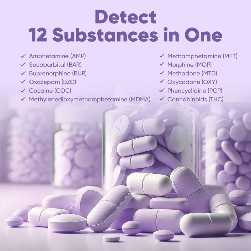 [Australia] - Prime Screen Drug Test 12 Panel Kits (AMP/BAR/BUP/BZO/COC/MET/MDMA/MTD/OPI/OXY/PCP/THC) - Self Check Highly Sensitive Urine Dip Testing - WDOA-6125 (25 Pack) 