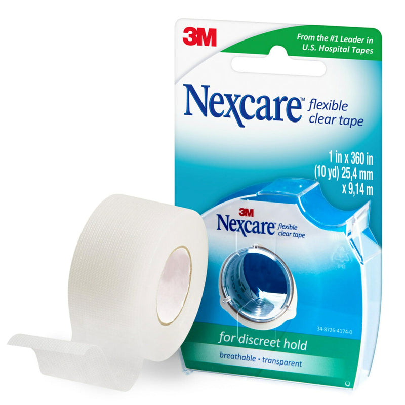 [Australia] - Nexcare Flexible Clear Tape, Waterproof Transparent Medical Tape, Secures Dressings and Catheter Tubing - 1 In x 10 Yds, 1 Roll of Tape 