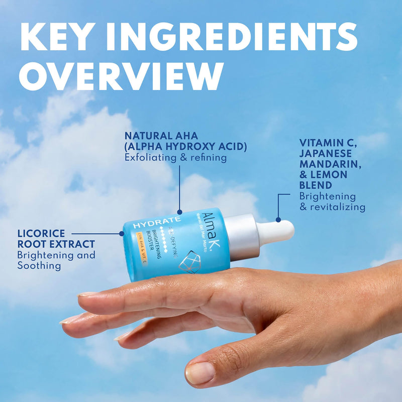 Alma K Brightening Booster - Vitamin C Face Serum with AHA, Hydrating and Brightening Serum for Women, Anti Aging, Improve Appearance of Fine Lines & Wrinkles - 1 oz 1 Fl Oz (Pack of 1)