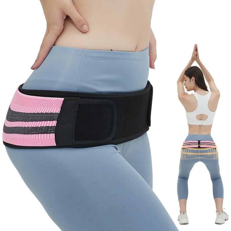Sacroiliac Belt - SI Joint Belt for Alleviate Sciatica,Joint,Pelvis,Lower Back,Leg and Sacral Nerve Pain Caused by Si Joint Dysfunction -Adjustable Pelvis Hip Belt for Women and Men (Pink 32"-47") Large Pink