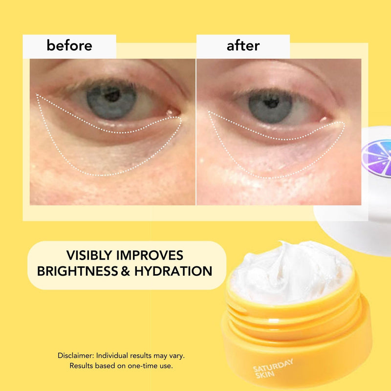 Saturday Skin Yuzu Eye Balm Vitamin C Illuminating Eye Cream | Korean Eye Cream with Niacinamide and Caffeine for Wrinkles, Puffy Eyes, Dark Circles and Hydration, 15ml
