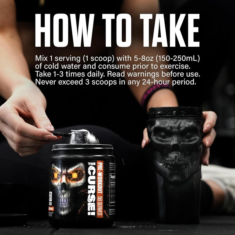 JNX The Curse! Pre Workout Powder - Orange Mango 50 Servings | Preworkout: Boost Strength, Energy + Focus for Men & Women | Caffeine, Beta-Alanine, Creatine & L-Citrulline (250 g, Orange Mango) 250 g