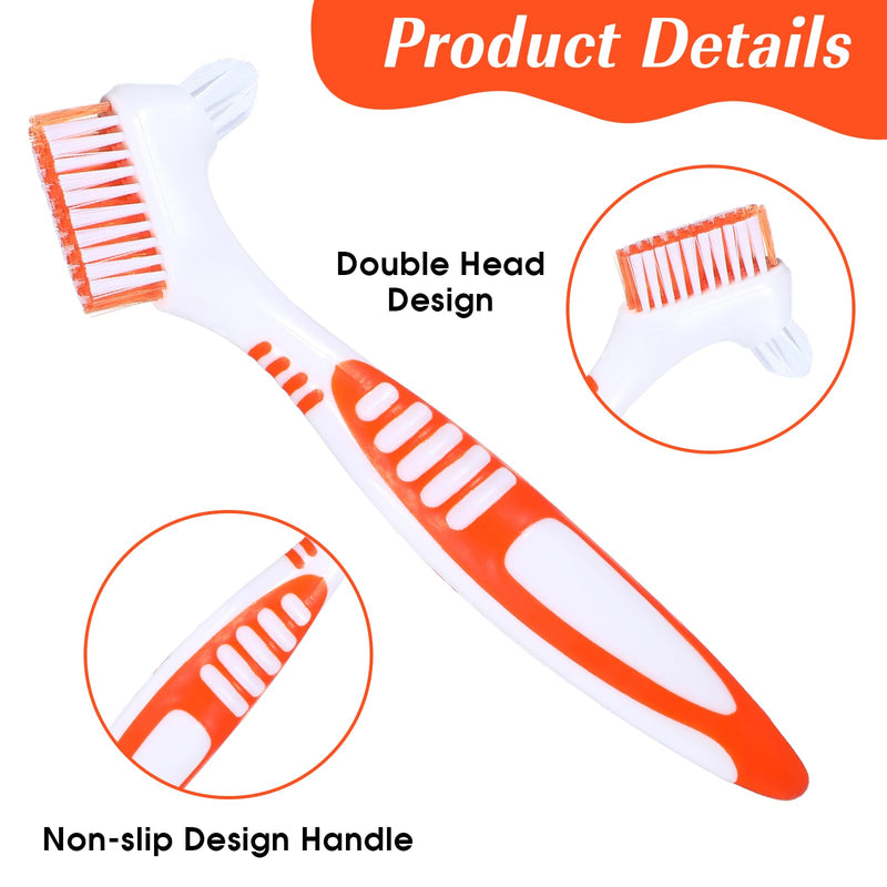 [Australia] - 2Pcs Denture Toothbrushes, Denture Cleaning Brush Set, Denture Cleaning Care Brush with White Carrying Case, Multi-Layered Bristles & Ergonomic Rubber Handle for Denture Clean Care 