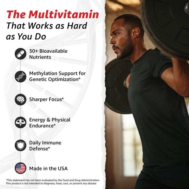 10X Health Methylated Multivitamin - 90 Capsules | Mthfr Supplement: 34-in-1 Formula, 800mcg B12, 5-MTHF & NAC, Methyl B Complex, Non-GMO 90 Count (Pack of 1)