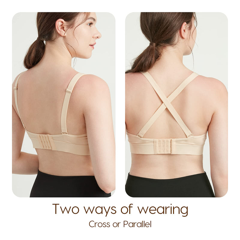 [Australia] - Lupantte Pumping Bra Hands Free, Breast Pump Bra, Adjustable Breast-Pumps Holding and Nursing Bra, Pumping & Nursing Bra Black+skin Medium (Pack of 2) 