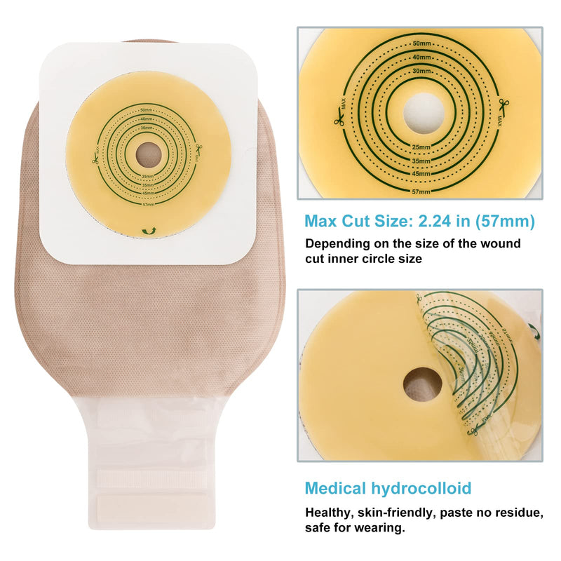 [Australia] - VLOOKUP 21 PCS Colostomy Bags,Ostomy Supplies,Two-Piece Drainable Pouches with Closure for Ileostomy Stoma Care, Cut-to-Fit(15pcs Bags+6pcs Barriers) 15+6pcs Two-piece Ostomy Bag 