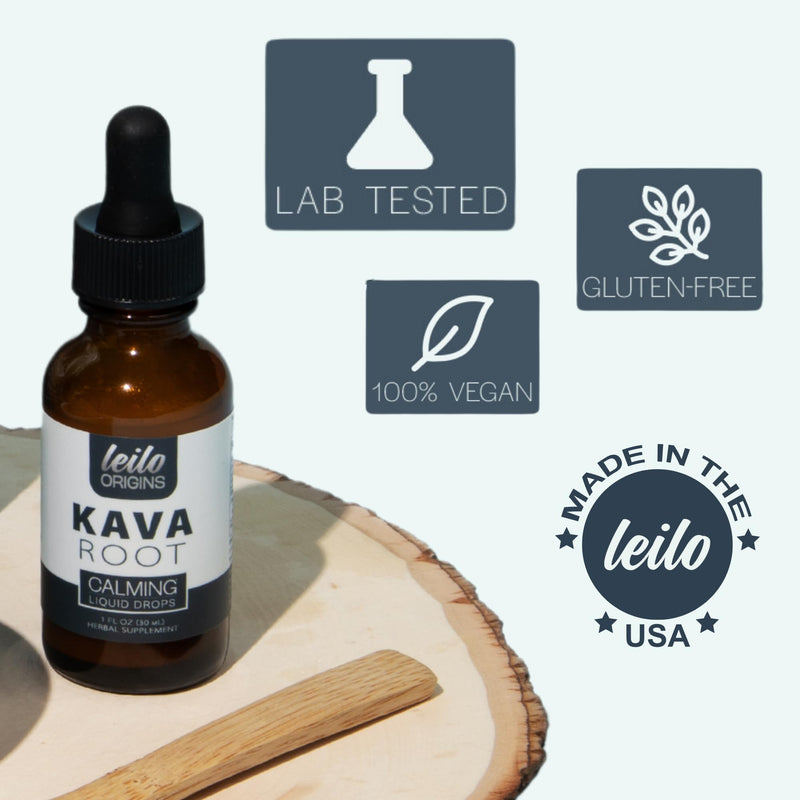 [Australia] - LEILO Kava Root Liquid Extract | Concentrated Kava Drops to Support Relaxation | 70% Extraction Strength - Alcohol-Free | (1 Fl Oz, 30 Servings) 