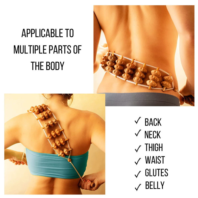 [Australia] - Mr.Woodware Wood Therapy Massage Tools - 2 Pcs Wooden Lymphatic Drainage Curved Roller Stick & Back Massager with Rope Massage Kit - Wood Massage Tools for Body Shaping, Sculpting, Maderoterapia Roller & Massager 