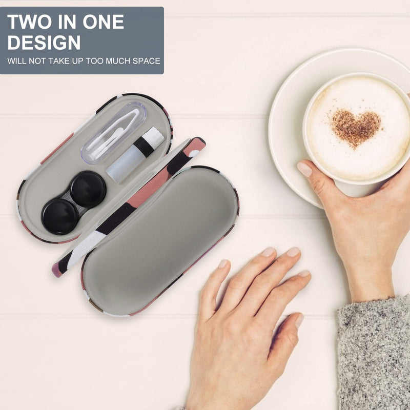 [Australia] - Healifty Contact Lens Case and Glasses Case, 2 in 1 Double Eyeglass Case, with Mirror Tweezers Remover, Contact Lens Storage Box for Travel… Camouflage2 