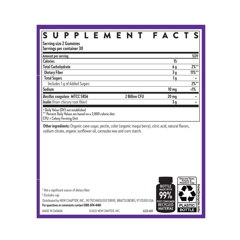 [Australia] - New Chapter Probiotic Gummies for Women and Men, All-Flora (1 Month Supply) – 55% Less Sugar+, Formulated for Holistic Gut Health Support with Probiotics + Prebiotic Fiber + 100% Vegan + Non-GMO 