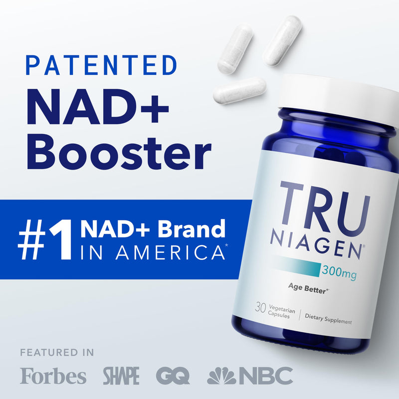 TRU NIAGEN Patented NAD+ Supplement, 300mg Niagen, 30 Servings | Nicotinamide Riboside (NR) Take 1 Daily | 1 Bottle 300mg (30 Servings)