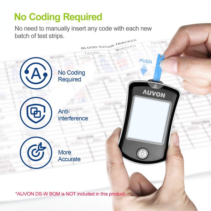 [Australia] - AUVON I-QARE DS-W Draw-in Blood Glucose Test Strips for use with AUVON DS-W Diabetes Sugar Testing Meter (No Coding Required, 300 Count) 