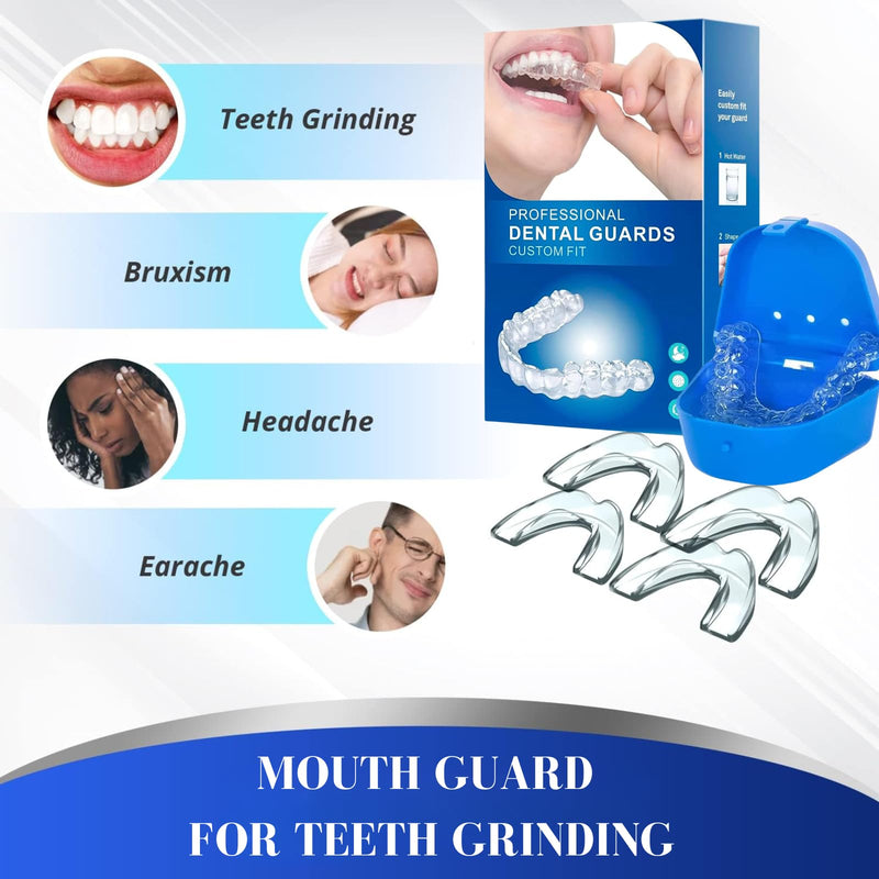 [Australia] - Grinding splint for night, dental splint mouth guard set of 4, bite splint for night, used for reducing teeth grinding, effective snoring stopper, bite splint teeth, improves sleep 