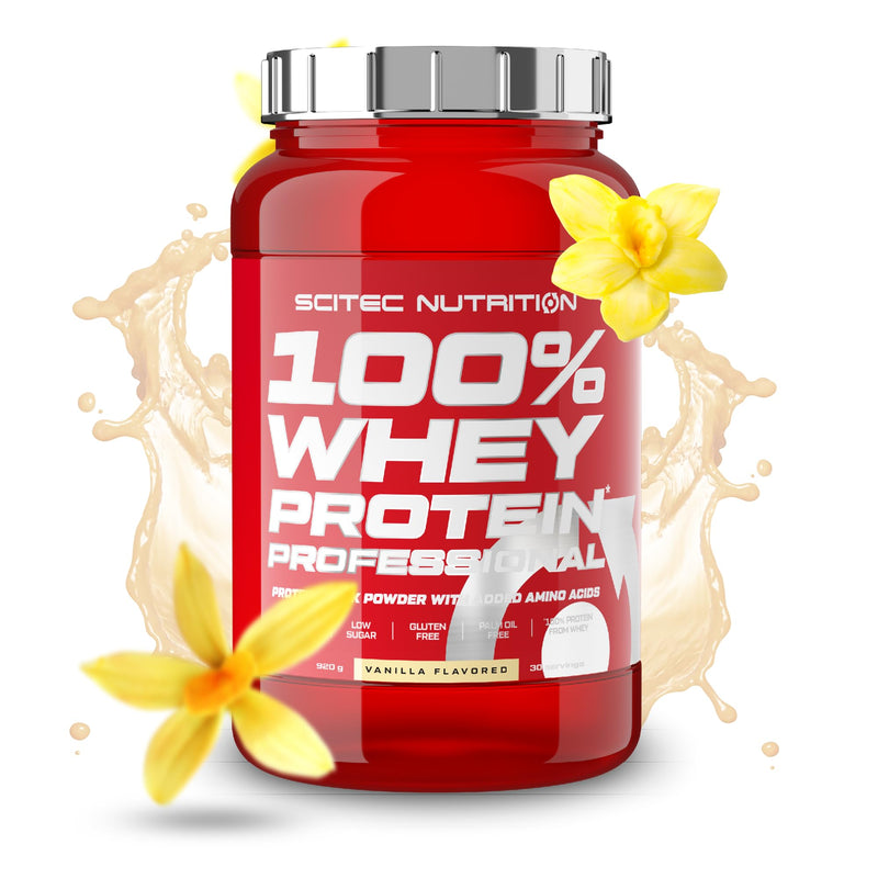 [Australia] - Scitec Nutrition 100% Whey Protein Professional - Enriched with additional amino acids and digestive enzymes - Gluten free - Palm oil free, 920 g, vanilla 30 servings (pack of 1) 