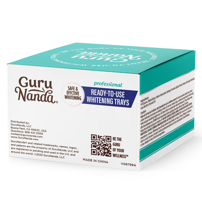 [Australia] - GuruNanda Ready-to-Use Prefilled Whitening Trays (7 Treatments) with 8% Hydrogen Peroxide to Remove Surface Stains, Fast & Easy Teeth Whitening for Sensitive Smiles 