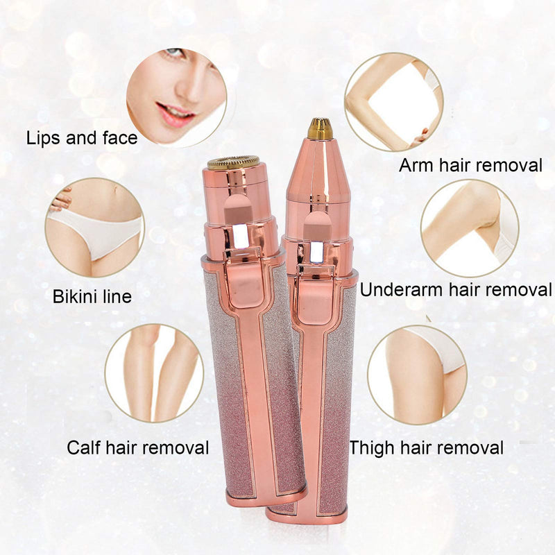 [Australia] - Rechargeable Facial Hair Removal Eyebrow Trimmer 2 in 1, Portable Epilators Hair Removal with Built-in LED Light, Painless Hair Removal Device for Face Eyebrows Lips Chin Body 