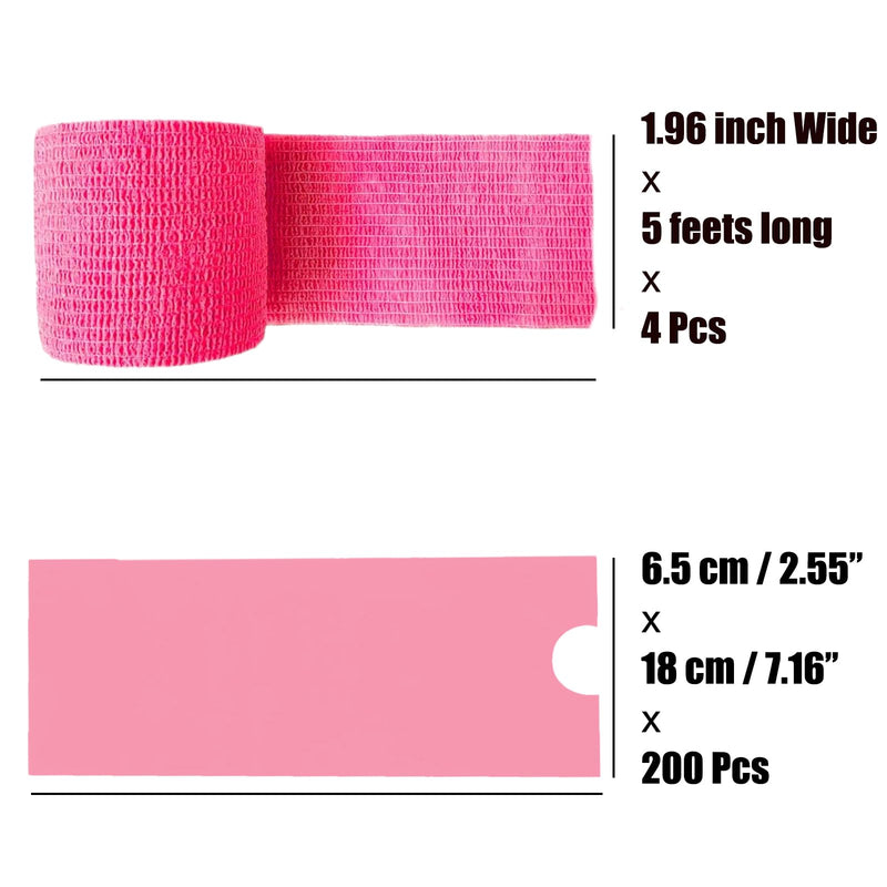 [Australia] - 200 Pink Tattoo Pen Covers & 4 Grip Tapes - Large Tattoo Machine Covers & Tattoo Tape Wrap - Tattoo Supplies 