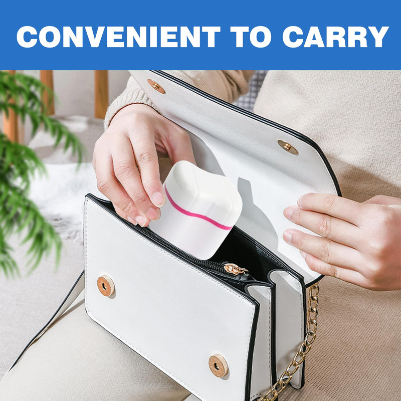 [Australia] - 2 dentures box, dentures container, false teeth storage box, leak-proof denture box, bathing dentures container with basket, for false teeth storage with 2 cleaning brushes 