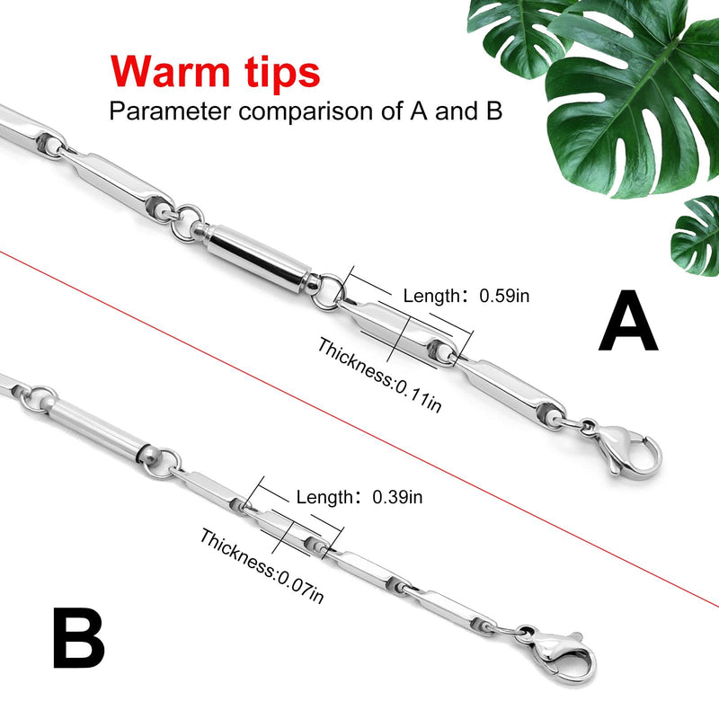 [Australia] - JEROOT Titanium Steel Magnetic Necklace for Women Men Unisex, 6 Ultra Strength Column Magnetic Necklace for Neck Shoulder and Back, Necklace with Jewelry Gift Box B-Silver 