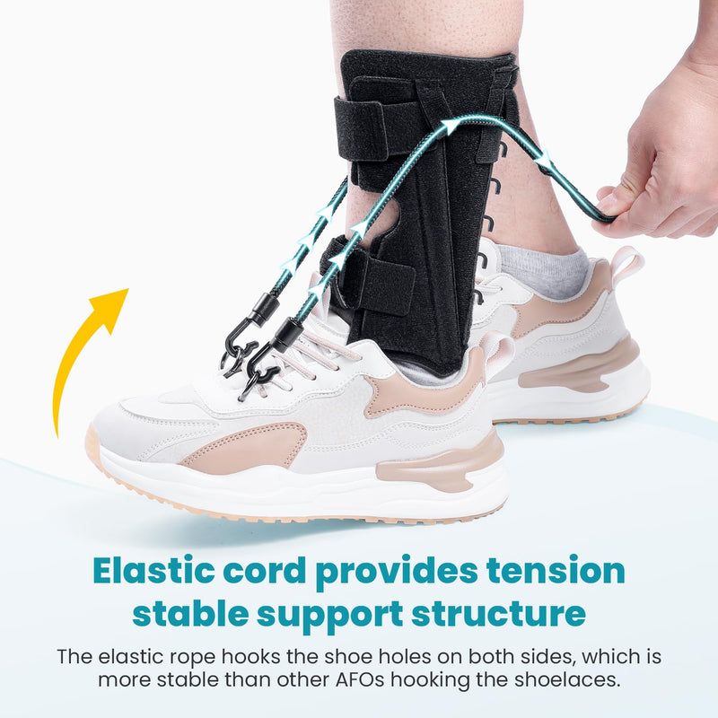 [Australia] - AFO Foot Drop Brace Splint, Adjustable Drop Foot Up Ankle Support for Walking with Shoes, Improve Walking Gait, Fits Right & Left, Women and Men - Black 