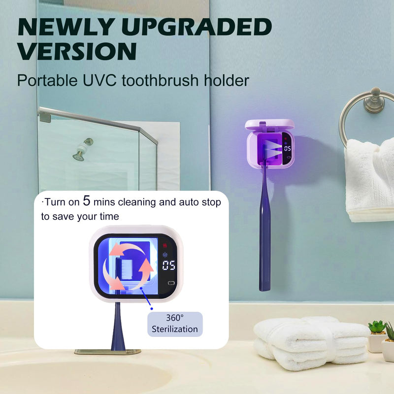 [Australia] - UV-C Toothbrush Cleaner, Portable Travel Cover for Manual/Electric Tooth brush, Magnetic Holder and Rechargeable Case for Any Size Toothbrush, Black 