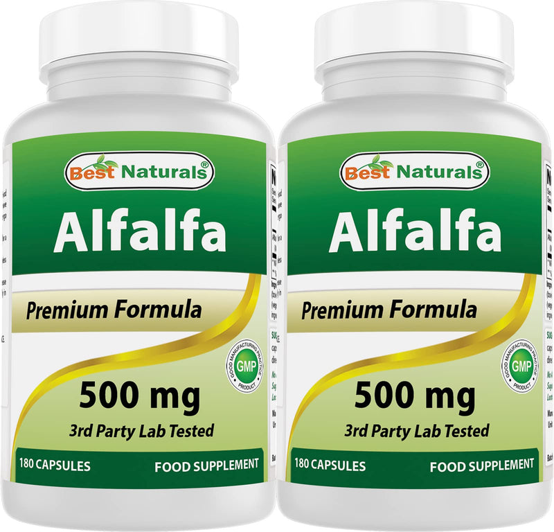[Australia] - Best Naturals Alfalfa Green Super Food 500 mg 180 Capsules (180 Count (Pack of 2)) 180 Count (Pack of 2) 