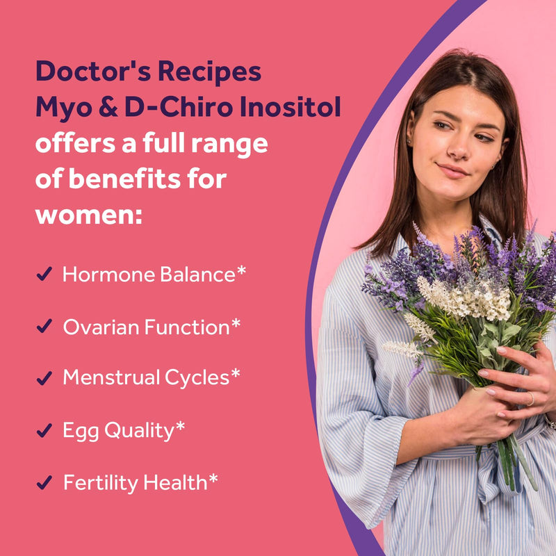 Doctor's Recipes Women's Health Bundle: Probiotics 100 Billion CFU + Inositol 2050mg, Complete Support for Digestive, Vaginal, Hormonal Balance & Fertility, 90 Vegan Caps Total