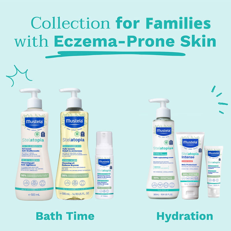 [Australia] - Mustela Stelatopia Eczema-Prone Skin Foam Shampoo for Newborn & Baby with - with Natural Avocado & Sunflower Oil - Fragrance-Free & Tear Free - 5.07 fl. oz. 