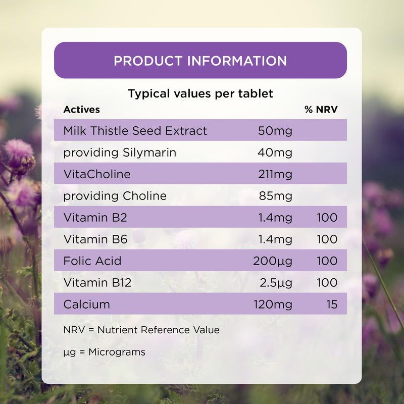 Healthspan Milk Thistle Liver Support (90 Tablets) | 80% Silymarin Content | 50mg Milk Thistle Extract | with B Vitamins, Calcium & Choline to Support Your Digestive Health & Liver Function | Vegan