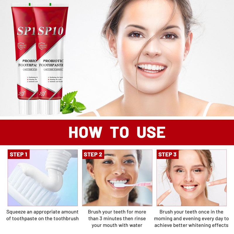 [Australia] - Sp10 Probiotic Toothpaste, Sp-10 Ultra Whitening Toothpaste, Fresh Breath Stain Removal, Deep Cleaning Care(2pcs) 