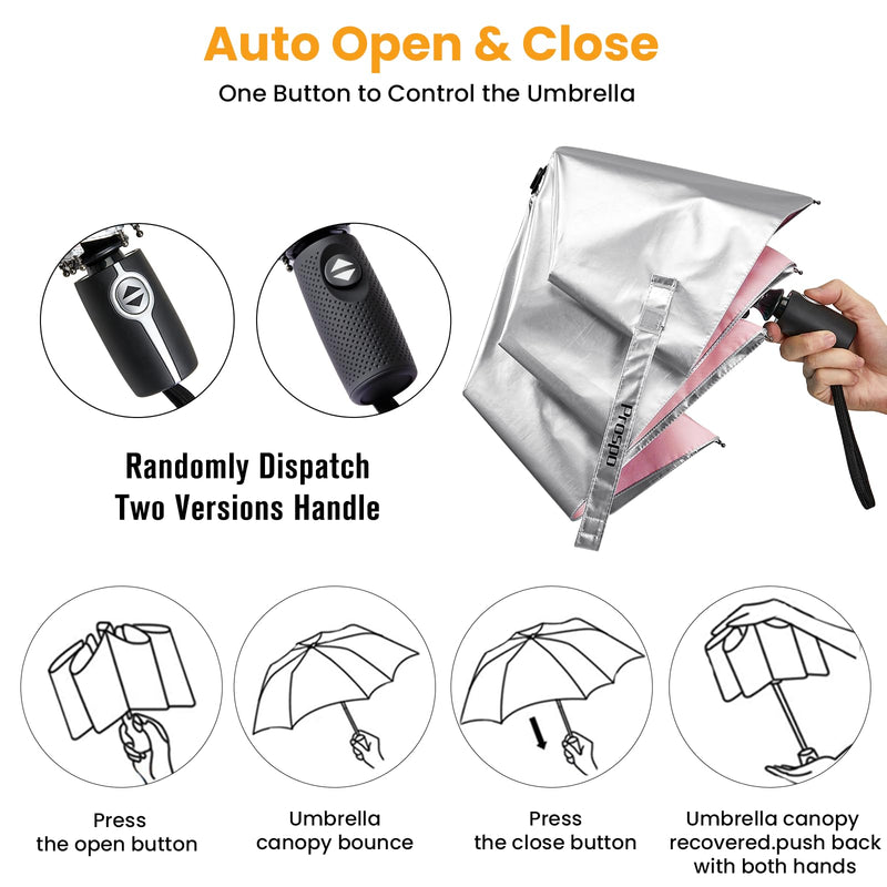 Prospo UPF 50+ UV Protection Umbrella Sun Blocker 46Inch + 62 Inch Large Compact Folding Travel Umbrella Auto Open Close Sun Shade for Women Men