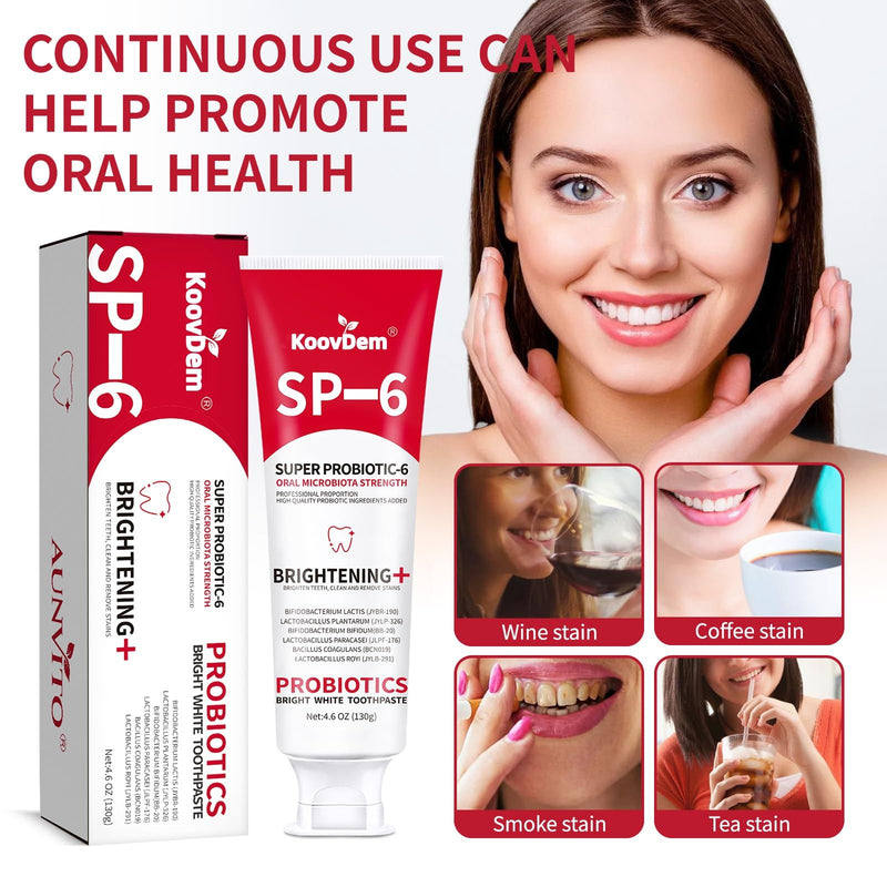 [Australia] - 2025 New Sp-6 Probiotics Whitening Toothpaste-Fluoride-Free, Enhanced Formula with 6 Probiotics for Gum Care & Fresh Breath, Fresh Mint Flavor(2PC)（Blue+Red） 2pc-mix 