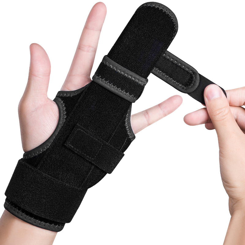 Trigger Finger Splint: Support the Middle, Index, little or Ring Finger, Hand Splint Brace-Treating Hand Fractures, Arthritis, Mallet Finger or Metacarpal Fractures (Left Hand) Large/X-Large Black-Left
