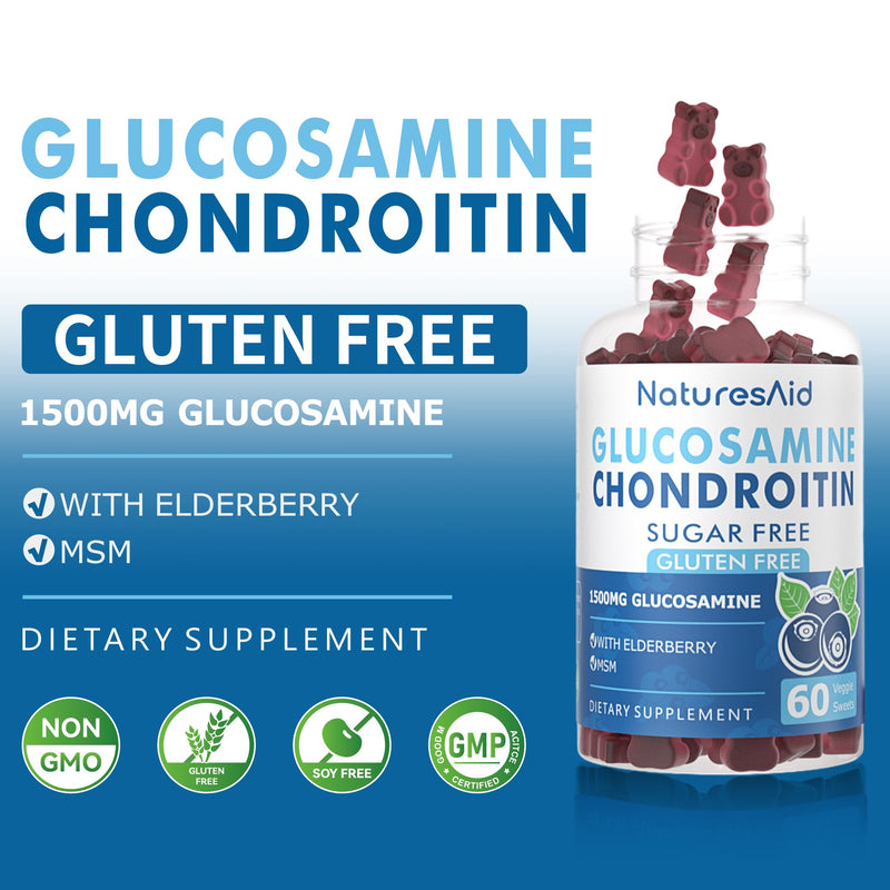 [Australia] - Glucosamine Chondroitin Gummies with MSM & Elderberry Extra Strength - Joint Support, Antioxidant Immune Support Supplement for Adults, Men & Women.(2 Pack) 60 Count (Pack of 2) 