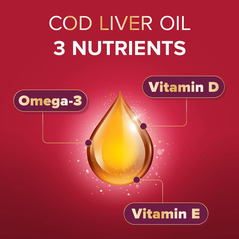 Seven Seas Omega-3 Fish Oil Plus Cod Liver Oil MAX Strength, with Omega-3, Vitamins D and Vitamin E. Food Supplement for Brain2 & Body1-4 Support, 450ml Liquid