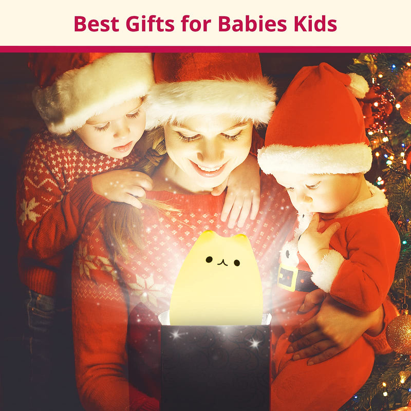 [Australia] - GoLine Cat Lamp, Cute Kitty Night Light, Gifts for Women Teen Girls Baby, Night Lights for Kids Bedroom, Cute Christmas Kitty Silicone Nightlights for Children Toddler. Celebrity Cat 6 Inch Tap 