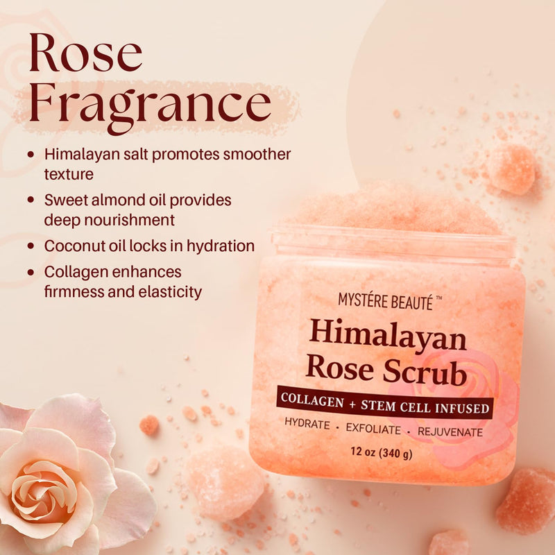 [Australia] - Himalayan Salt Body Scrub 12 oz - with Collagen and Stem Cells - Exfoliating Salt Scrub for Cellulite - Deep Cleansing for Acne, Scars, Wrinkles - Moisturizes Skin 12 Ounce (Pack of 1) 
