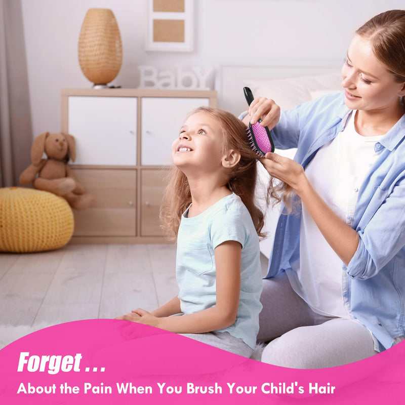 Vented Detangling Hair Brush - 2 Pack Detangler Hairbrush for Effortless Tangle Removal - Ultra-Soft Bristles -For Natural Curly Straight Wet Dry Damaged Hair for Women Men Kids Pink+Pink