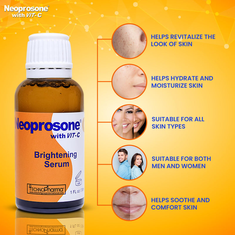 Neoprosone, Vitamin C Serum for Face | 1 Fl oz / 30ml | Brightening Serum For Dark Circle, Wrinkles | with Alpha Arbutin and Castor Oil 1 Fl Oz (Pack of 1)
