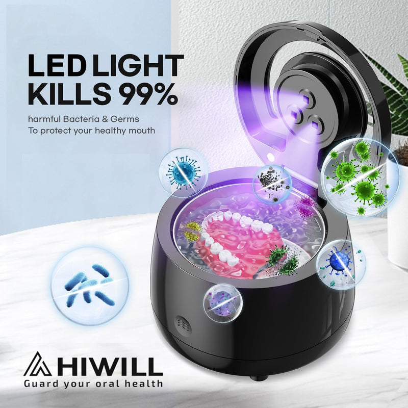 [Australia] - Ultrasonic Cleaner for Retainer Cleaning Machine: 43000Hz Sonic Dental Clean Pod for Denture Mouth Guard 