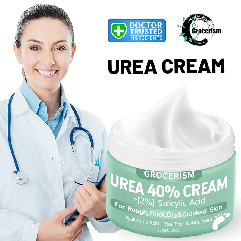 [Australia] - Urea cream 40 percent 250 grams || Callus remover foot cream, hand cream, body lotion with hyaluronic acid, tea tree and aloe vera for deep moisture, callus remover and softening 250g (pack of 1) 40% 
