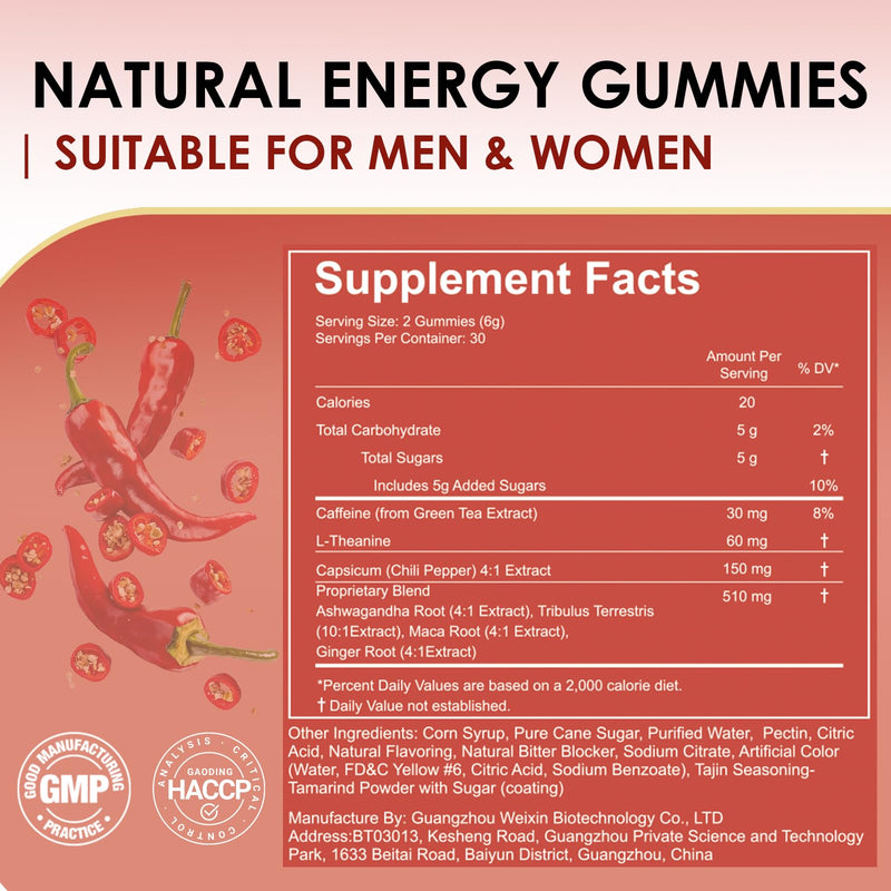 Spicy Blocks,Vegan Spicy Hot Peach Gummies for Men & Women- Formulated with Chilli, Ashwagandha, Maca Root & Tribulus Terrestris - Supports Calm & Hormonal Balance - 60 Pieces