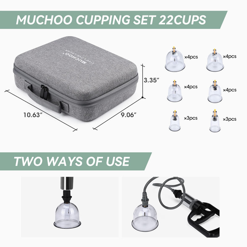 [Australia] - Cupping Set Professional Chinese Acupoint Cupping Therapy Sets Portable, Suction Hijama Cupping Set with Vacuum Magnetic Pump Cellulite Cupping Massage Kit 22-Cup Travel Case 