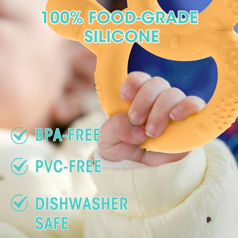 [Australia] - 3 Pack Baby Teething Toys for Babies 3-6 Months, Silicone Teething Ring Toys for Babies 6-12 Months, BPA Free Soft and Dual Textured Nipple Teether Relief Soothing Sore Gums Chew Infant Sensory Toys 