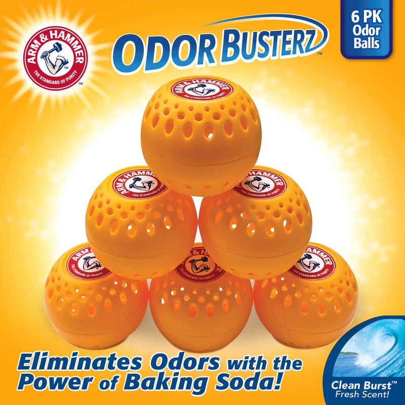 [Australia] - Arm & Hammer Odor Busterz Balls for Long Lasting Freshness - Deodorizer, Carpet Fresh, Odor Remover, Pet Fresh - 6 Count (Pack of 1), Orange 6 Count (Pack of 1) 