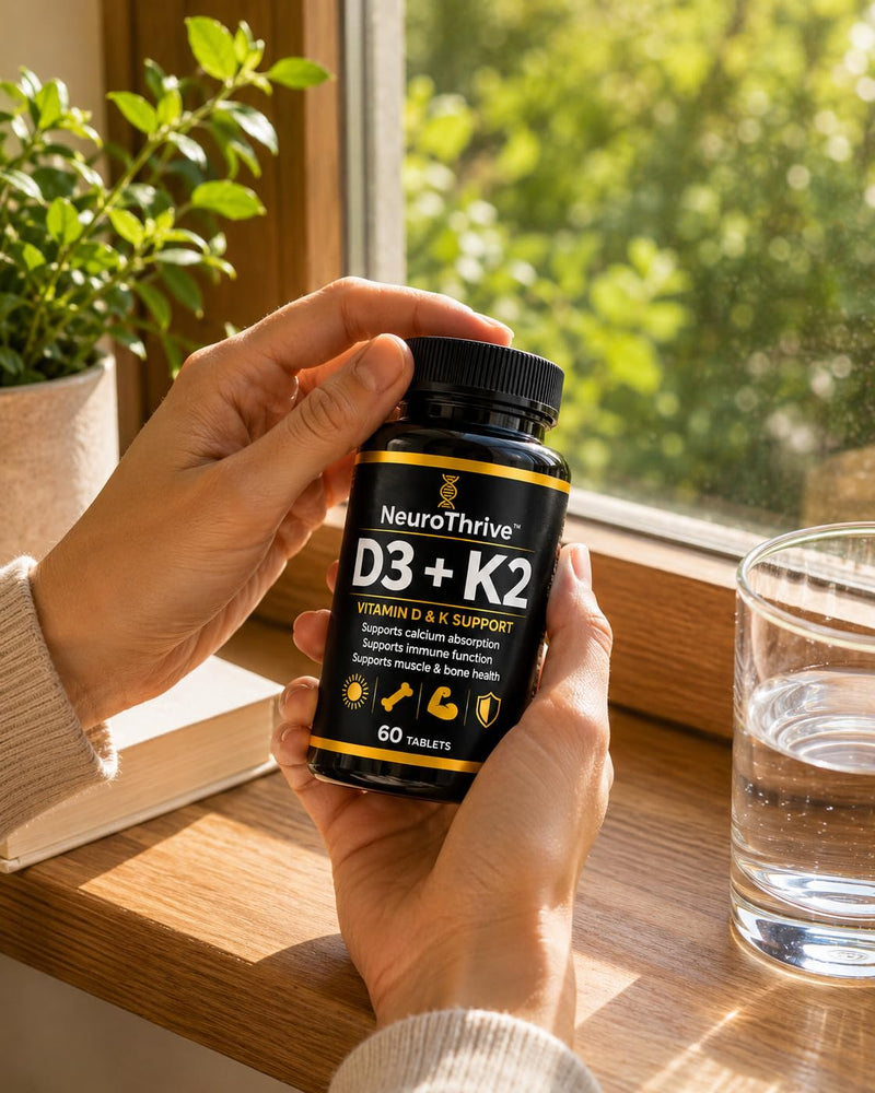 D3 + K2 | Vitamin D3 4000 IU + Vitamin K2 100µg | Immune, Bone & Muscle Support | 60 Vegetarian Tablets | 2 Month Supply