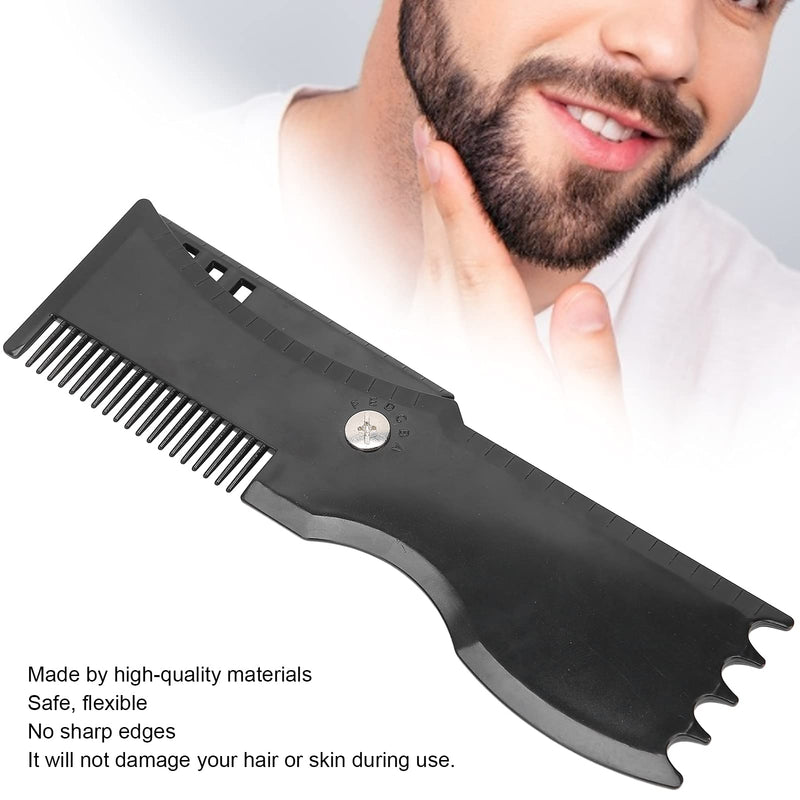 [Australia] - Adjustable Beard Shaping Tool with Comb and Styling Template, Compact Shaving Template, Beard Stencils Beard Grooming Beard Stencil, Men's Beard Shaping Stencil Twisted Beard Styling Tool 