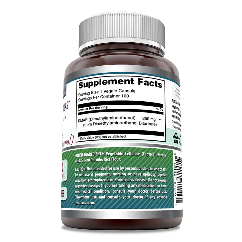 [Australia] - Amazing Formulas DMAE (Dimethylaminoethanol) Supplement | 250 Mg Per Serving | 100 Veggie Capsules | Non-GMO | Gluten Free | Made in USA 