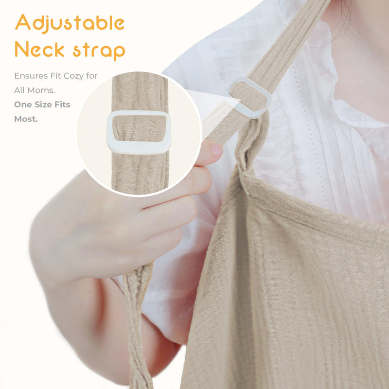 [Australia] - Cherub Muslin Nursing Cover for Breastfeeding, Breastfeeding Cover with Pocket Design & Carrying Bag, Soft Nursing Poncho, Baby Stroller Cover (Light Color) Light Color 